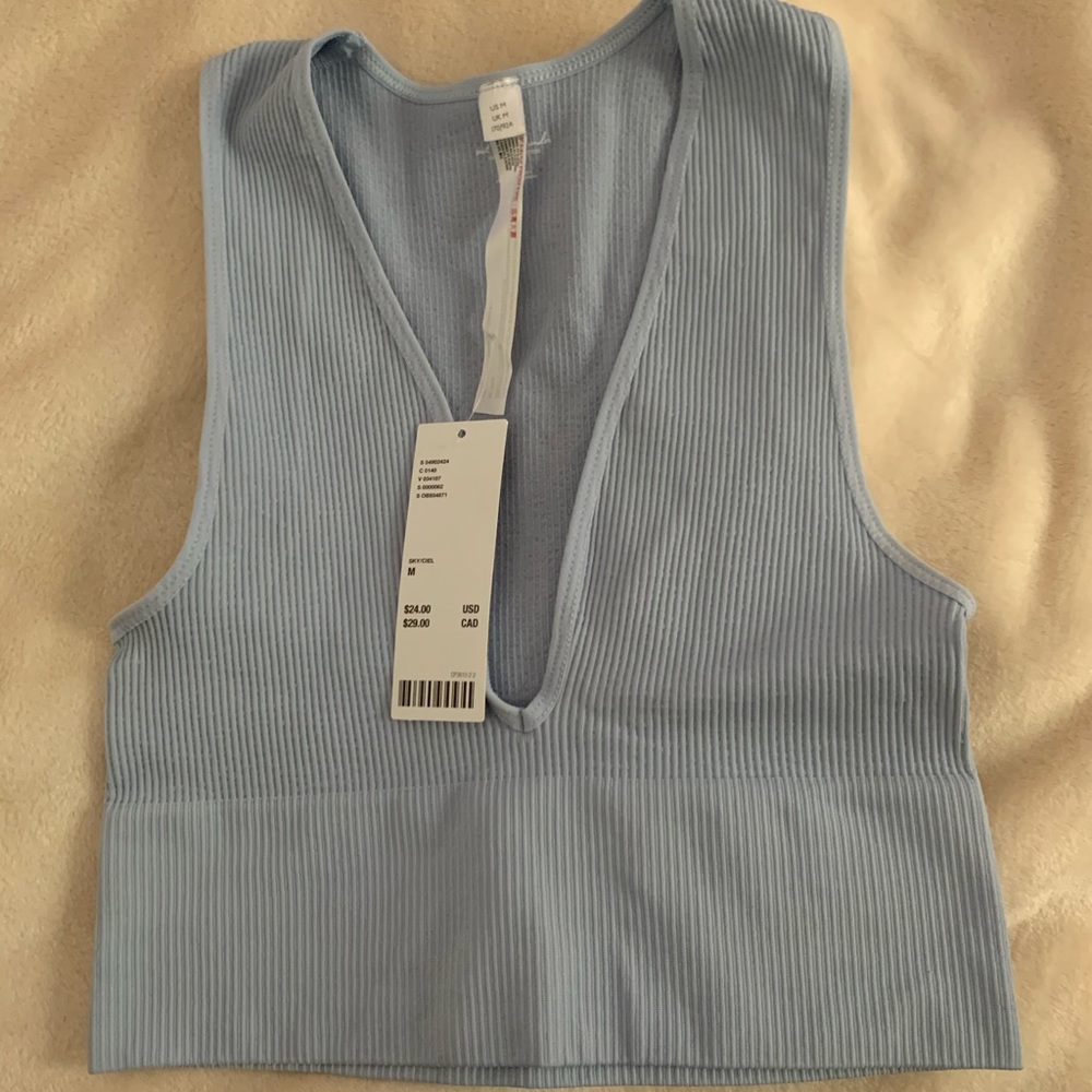 NWT UO hailey seamless plunging bra top sky blue - Picture 2 of 8